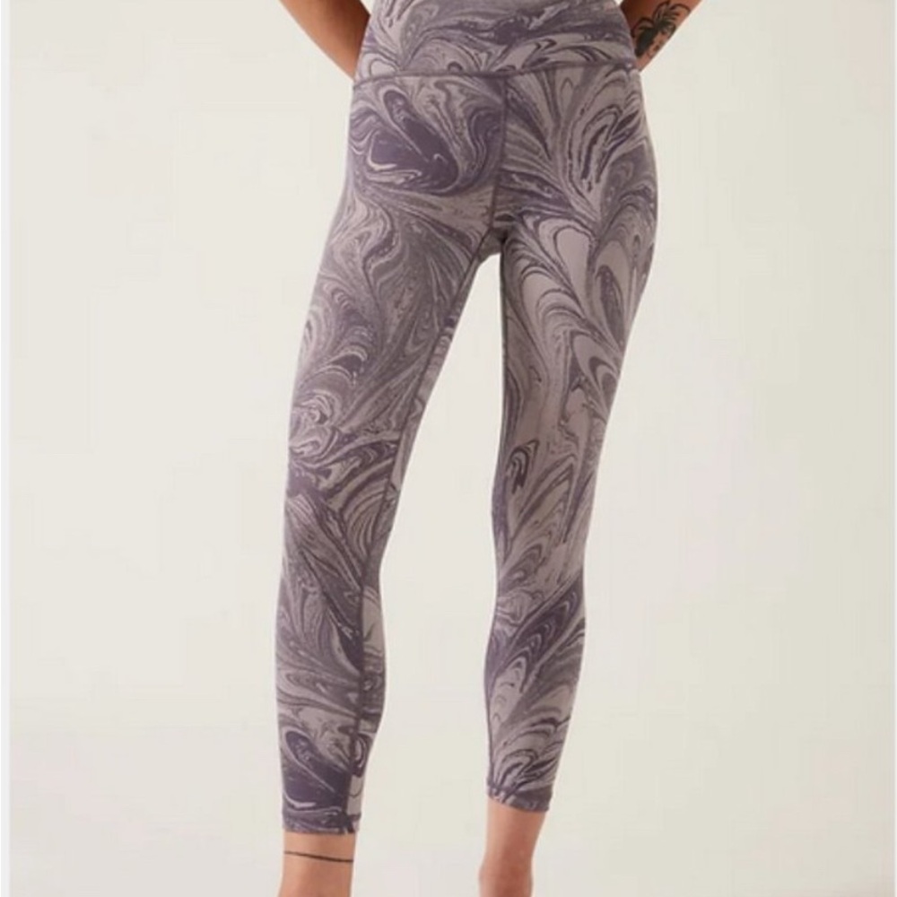 Athleta Purple Marble-Print High-Rise Leggings